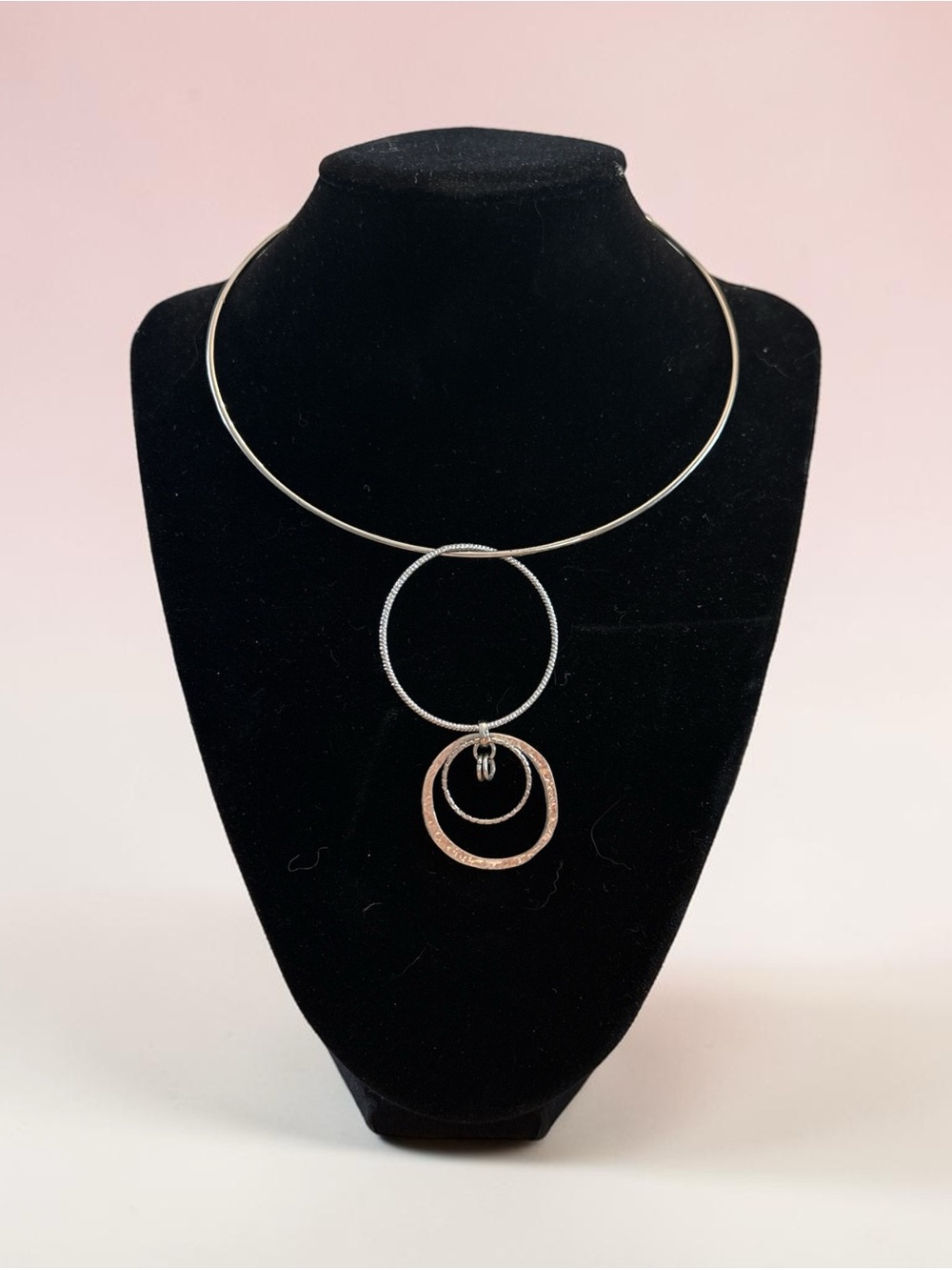 Silver Multi-Ring Pendant Necklace